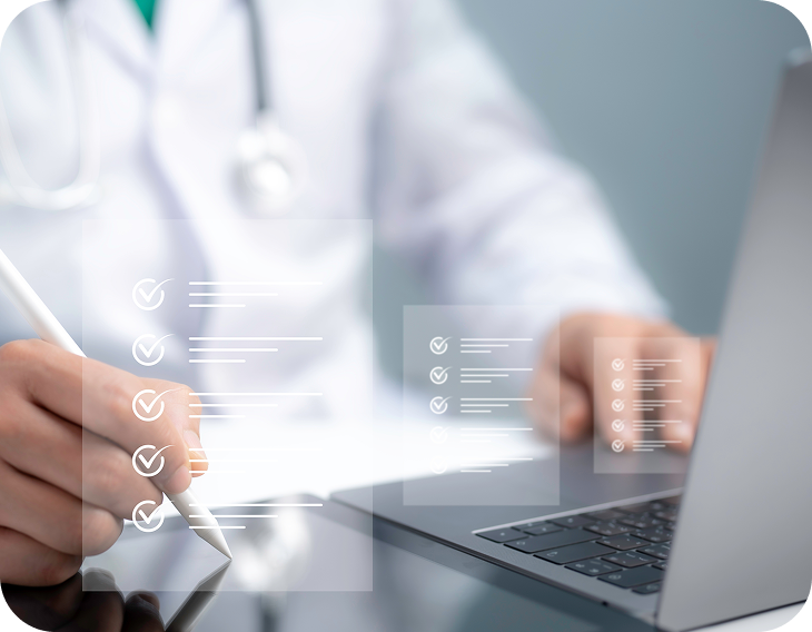 Doctor using laptop